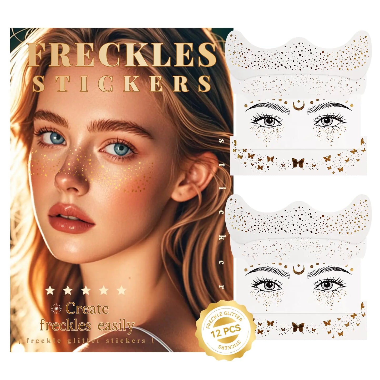 GlitterFreckle Magic - 10PCS Festive Face Tattoos