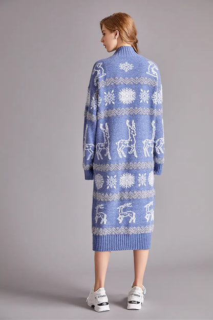 Festive Reindeer Velvet Dress