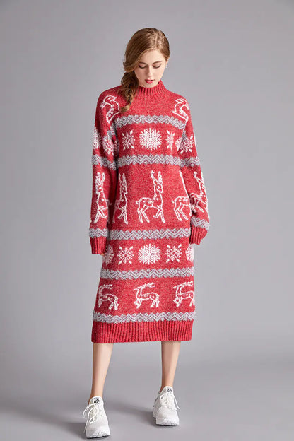 Festive Reindeer Velvet Dress