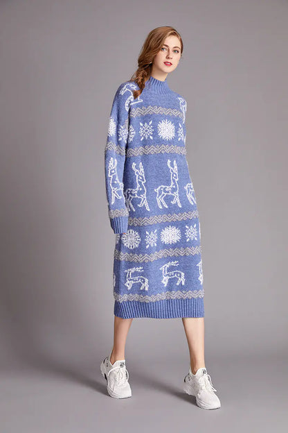 Festive Reindeer Velvet Dress