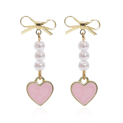 14K Gold Plated Ribbon Bow Earrings with Tassels